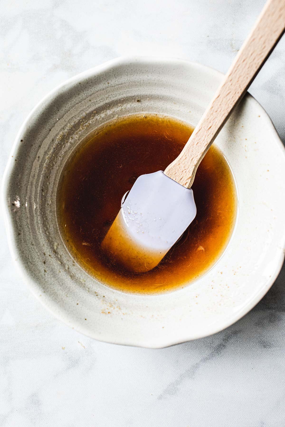 Pad thai sauce in a white bowl