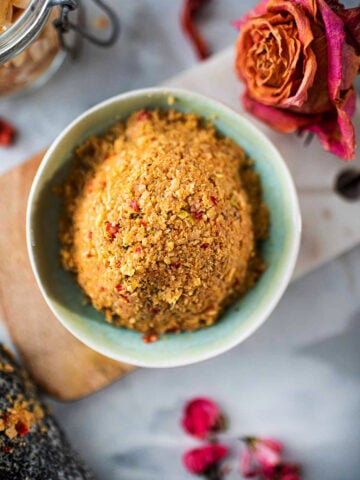 choo chee curry paste in a small green bowl on table