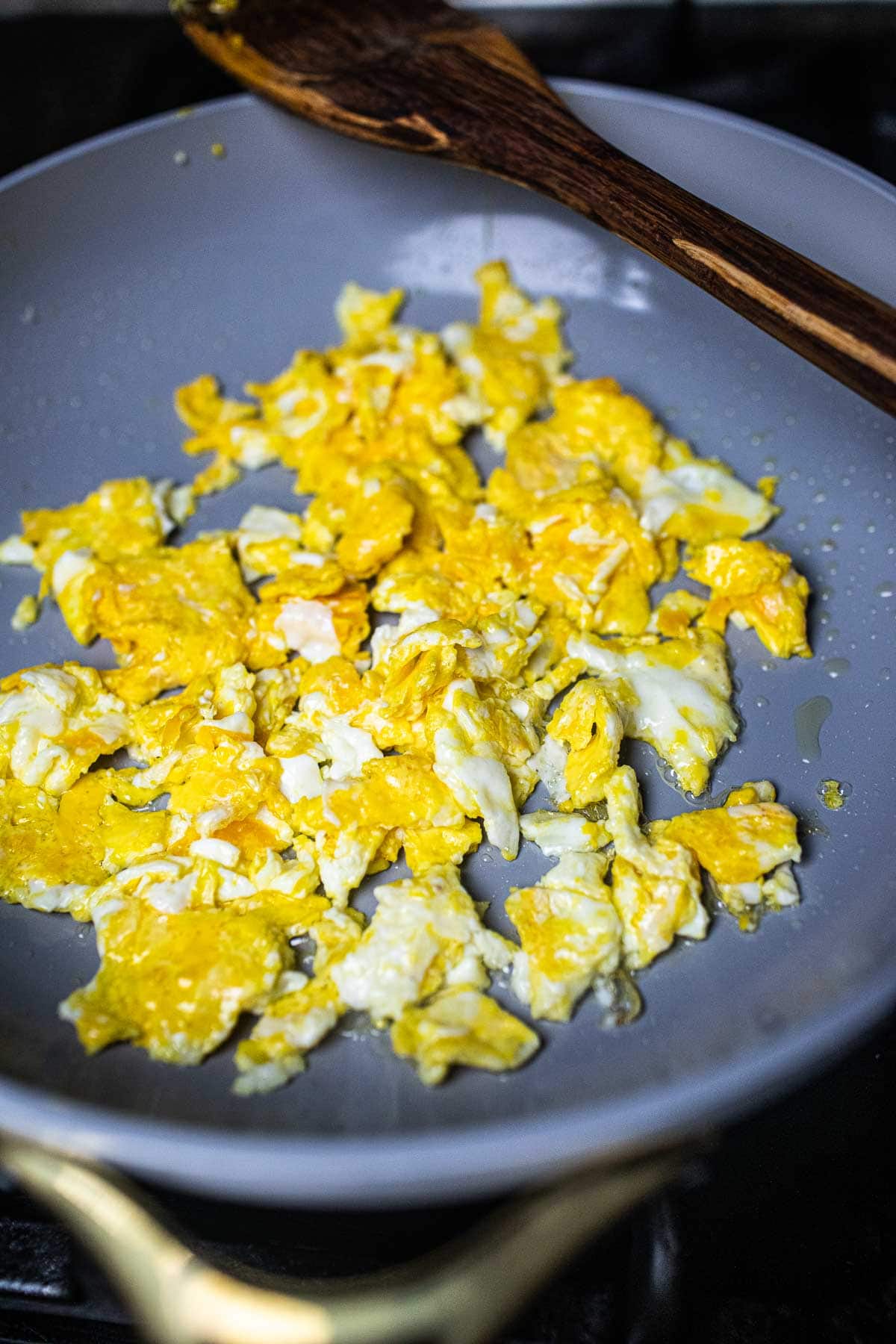 egg stir fried in a pan