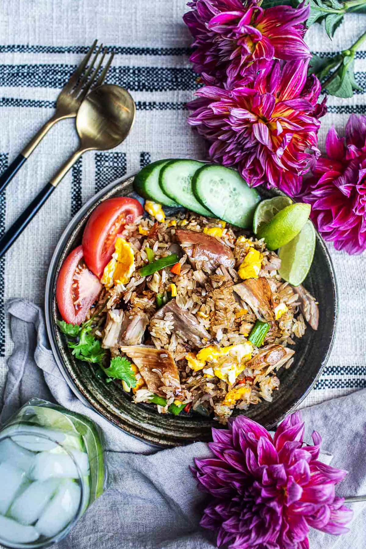 Thai fried rice with leftover turkey