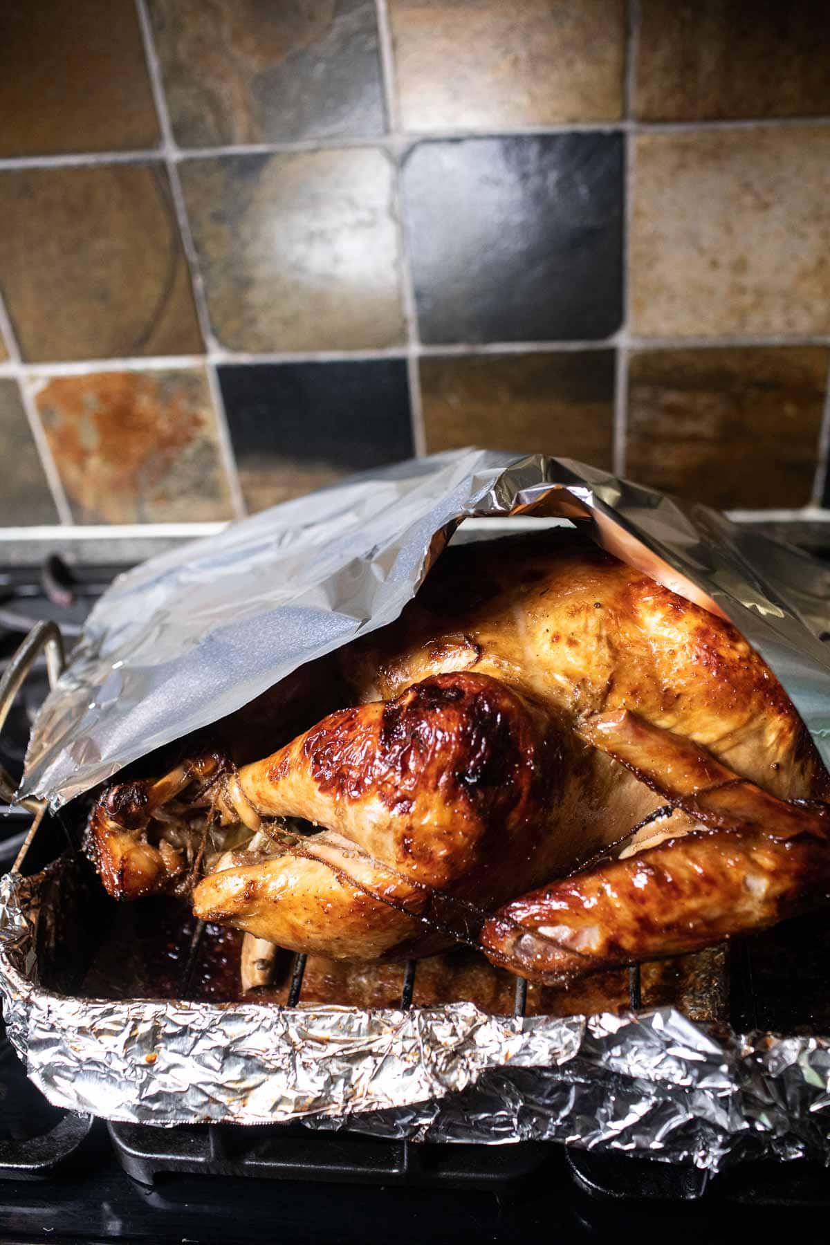 roasted turkey cover in foil