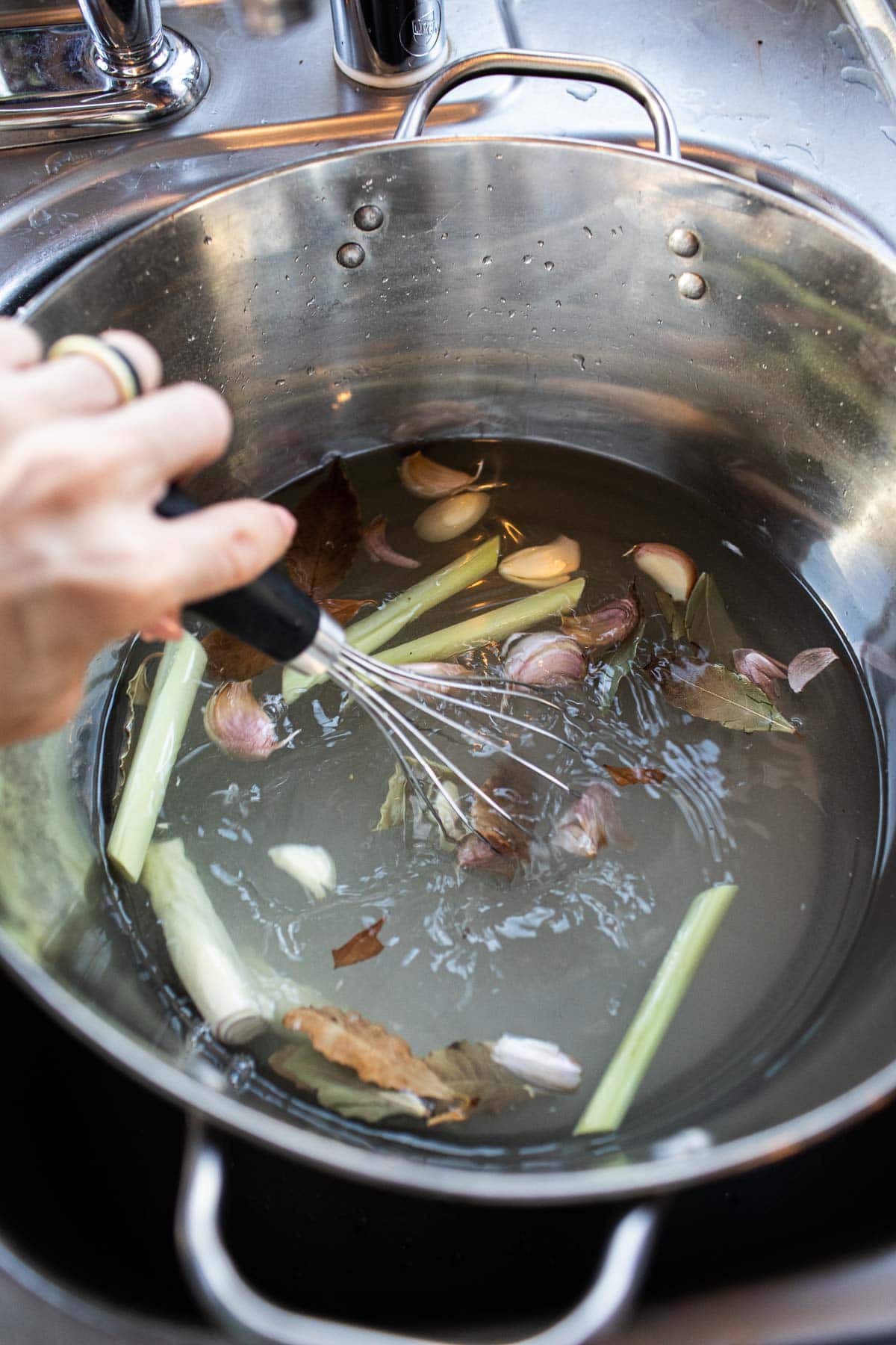 brine solution with herbs whisked together