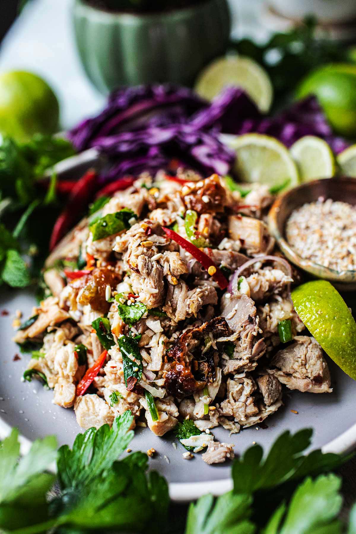 leftover turkey Larb in a platter