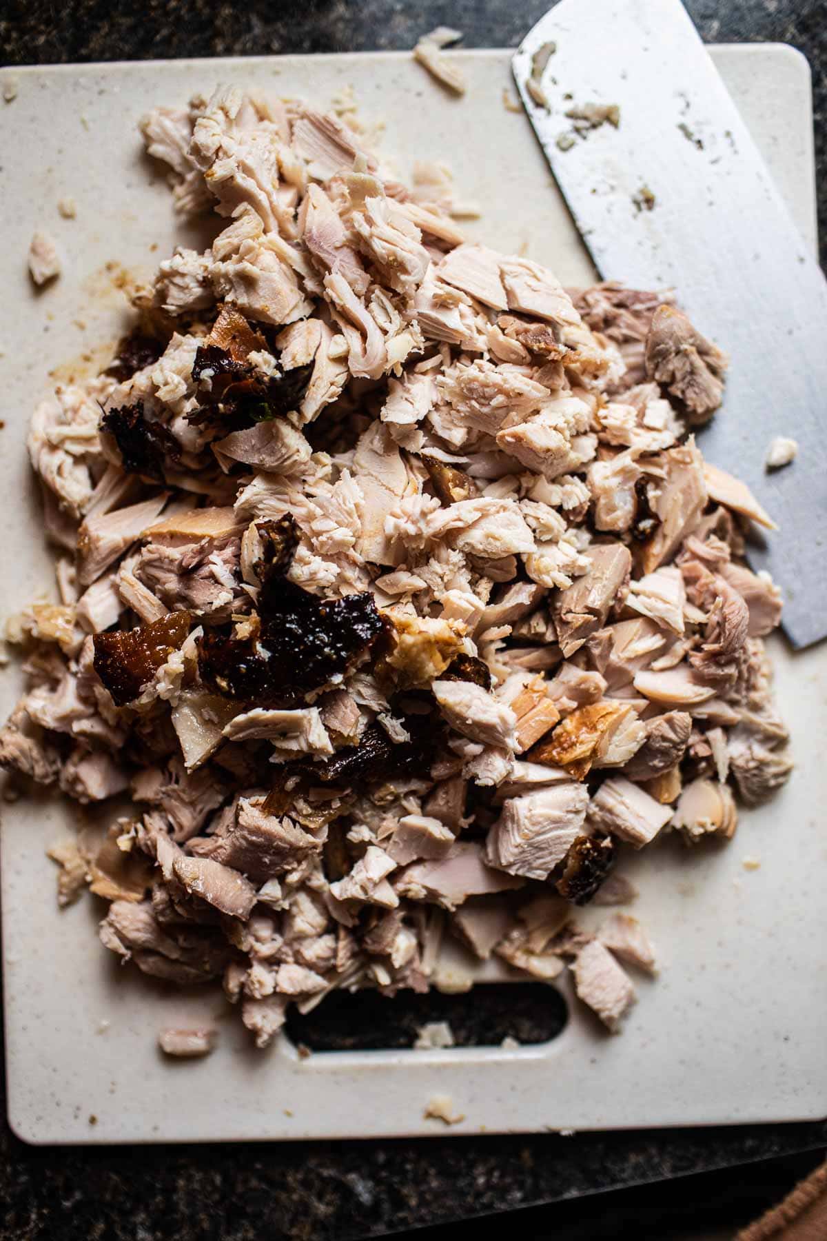 minced turkey on a cutting board for larb recipe