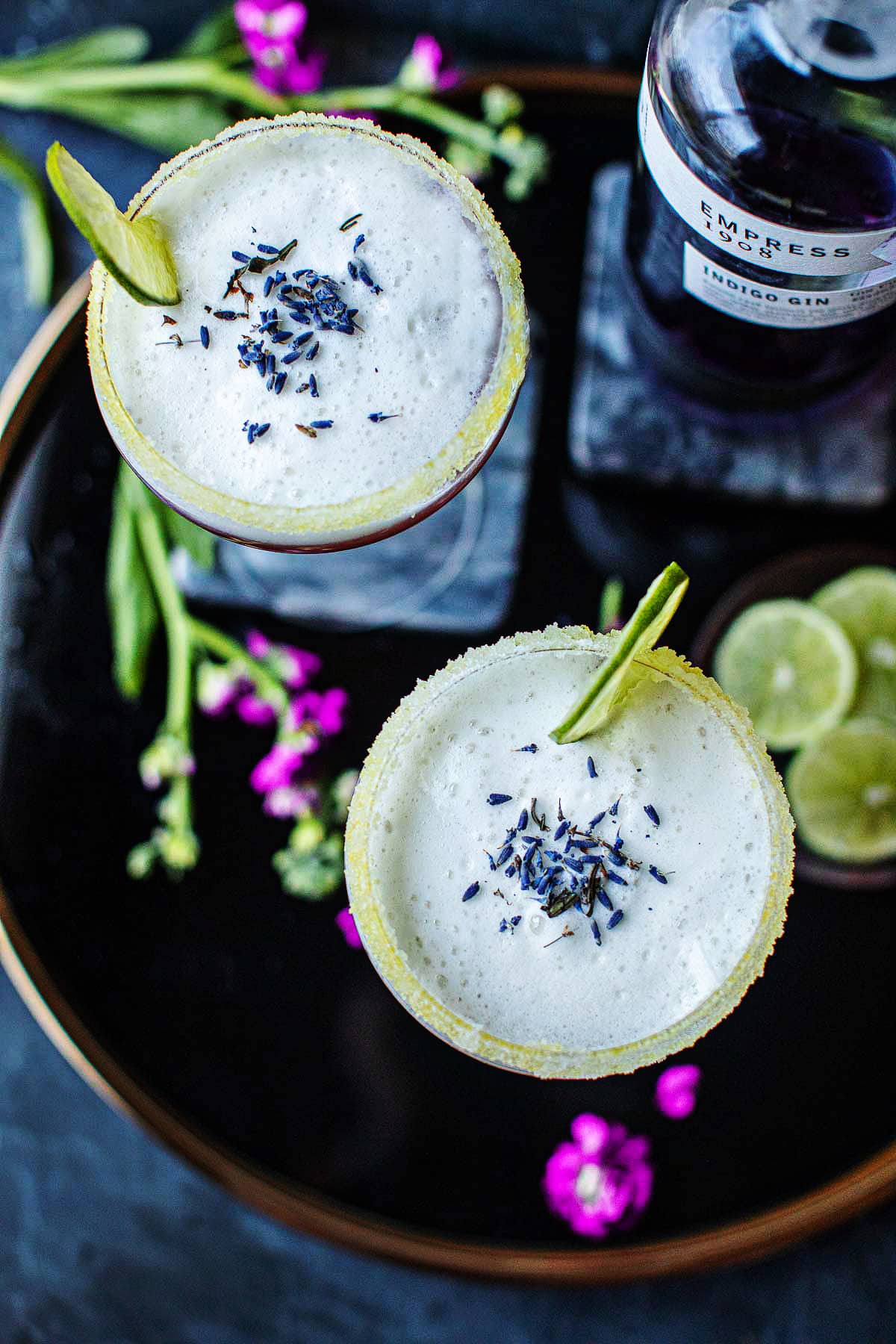 empress gin and tonic lavender cocktail with egg white 