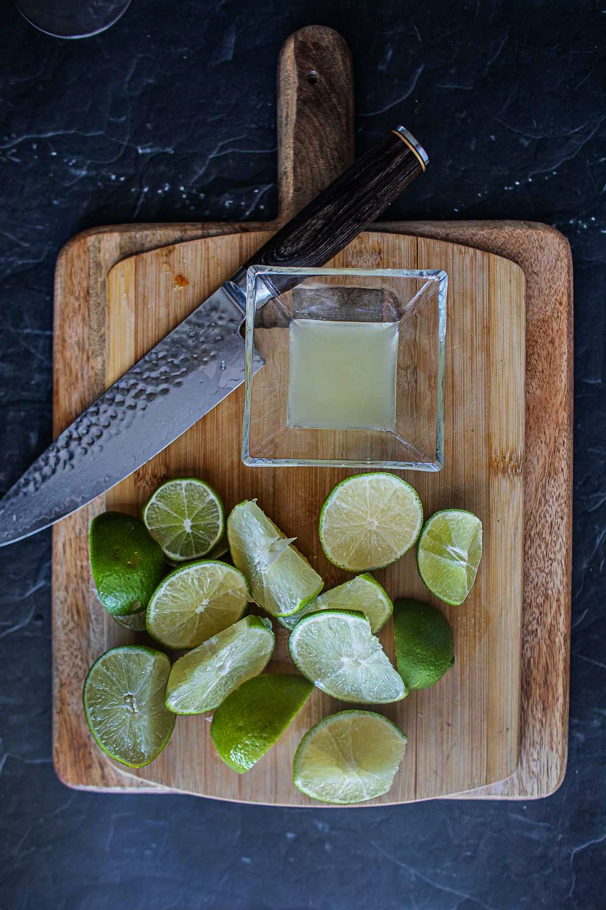 limes sliced and squeezed for roku gin 