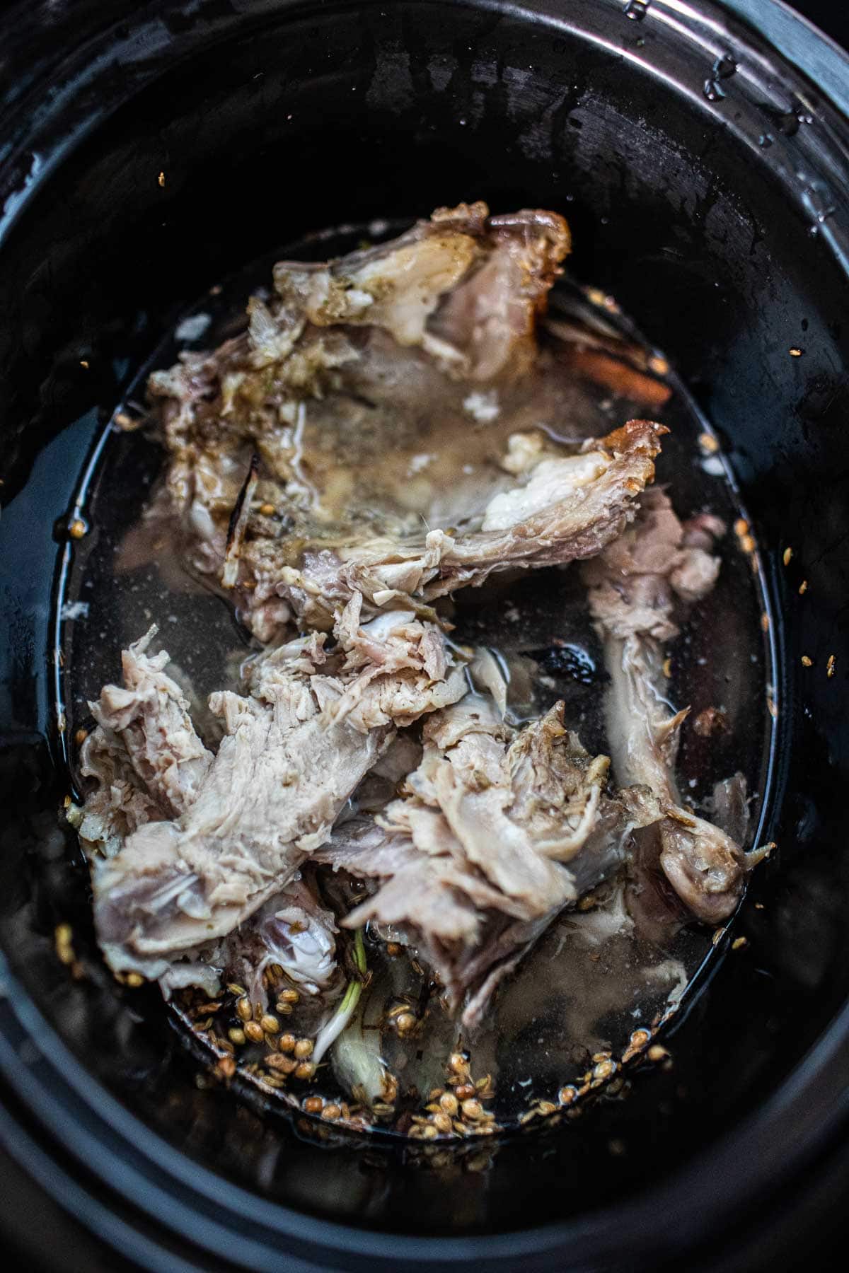 turkey bone broth in a slow cooker