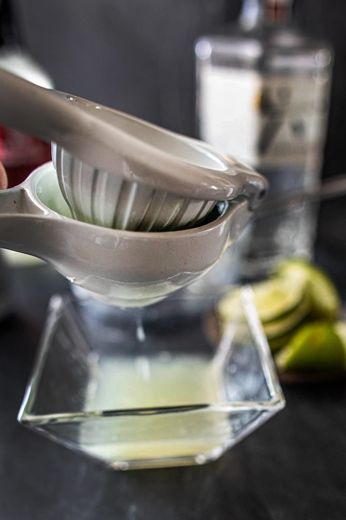 Squeezing lime juice in a presser