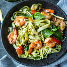 Easy Thai Basil Pesto Pasta with Asian Shrimp-image
