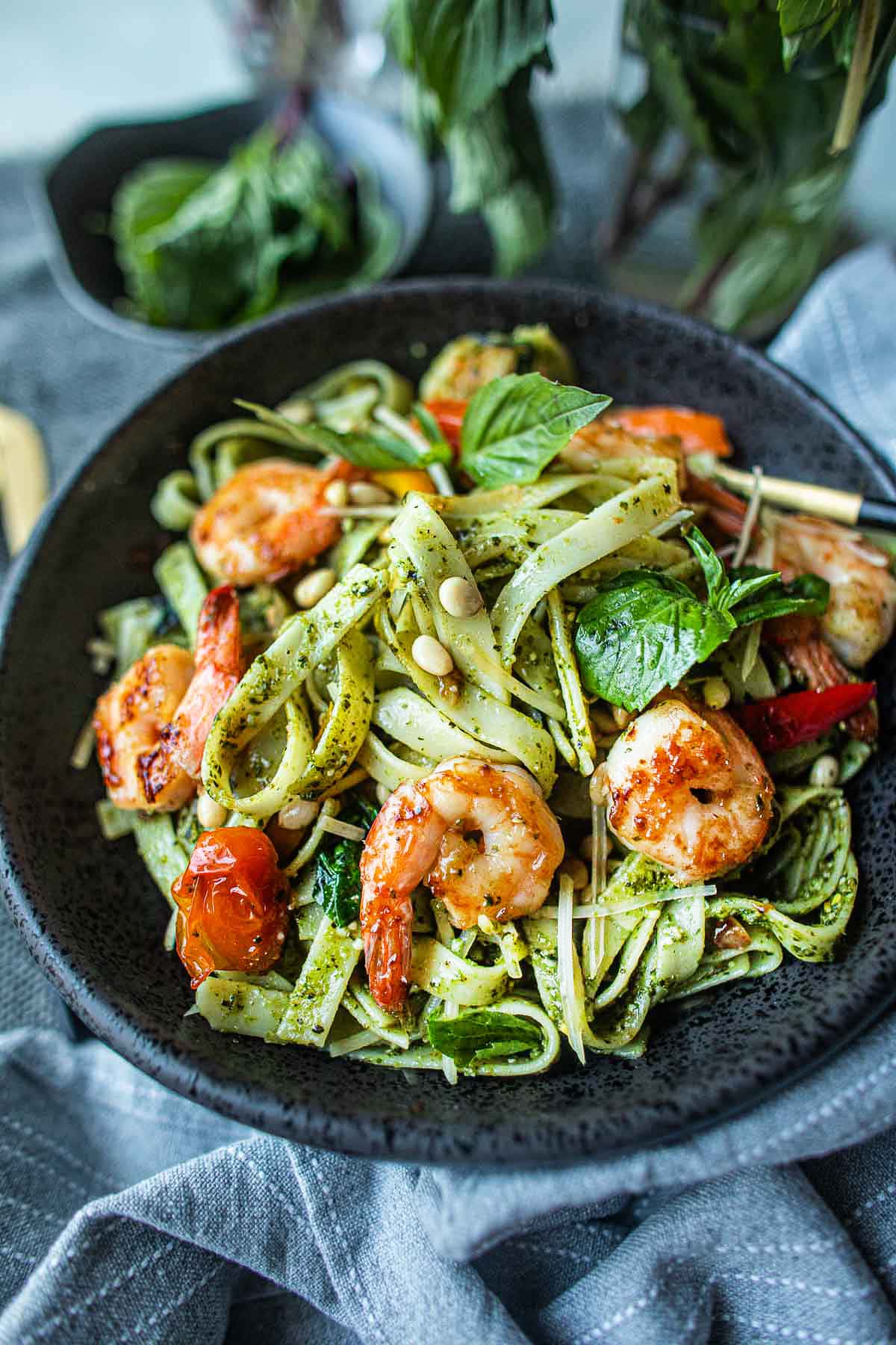 Thai Basil Pesto Pasta with Shrimp Simply Suwanee