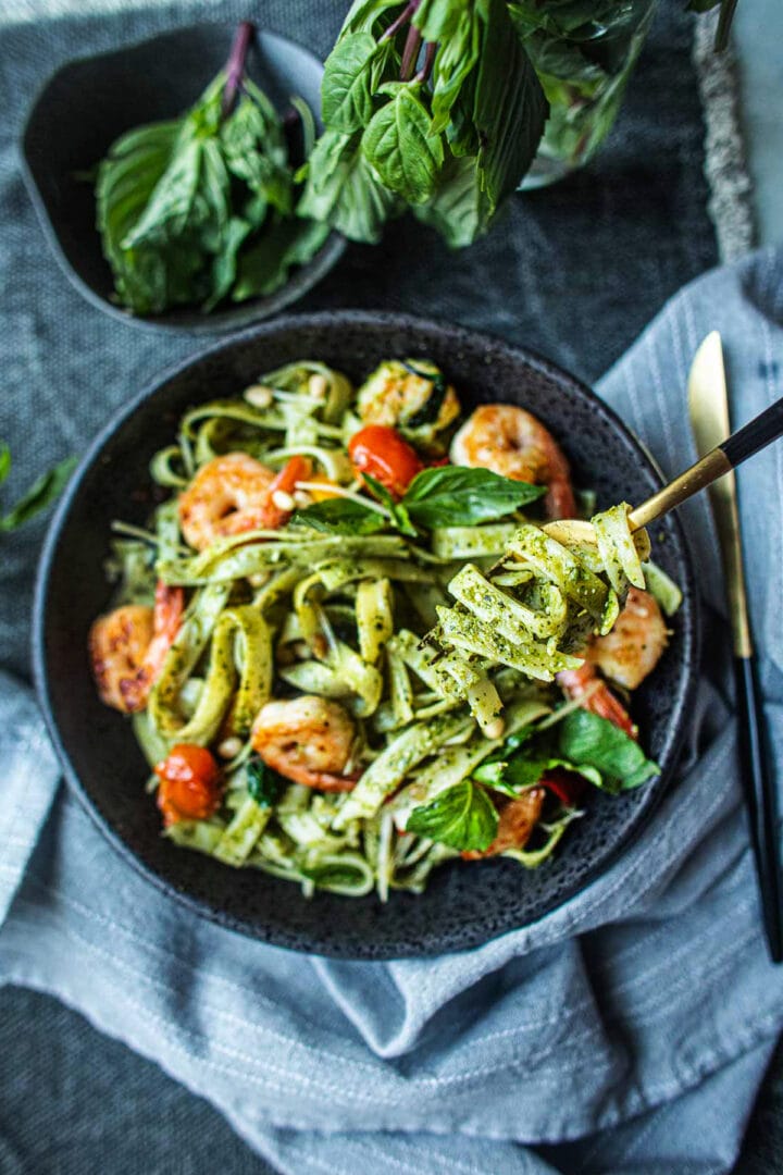 Thai Basil Pesto Pasta with Shrimp Simply Suwanee