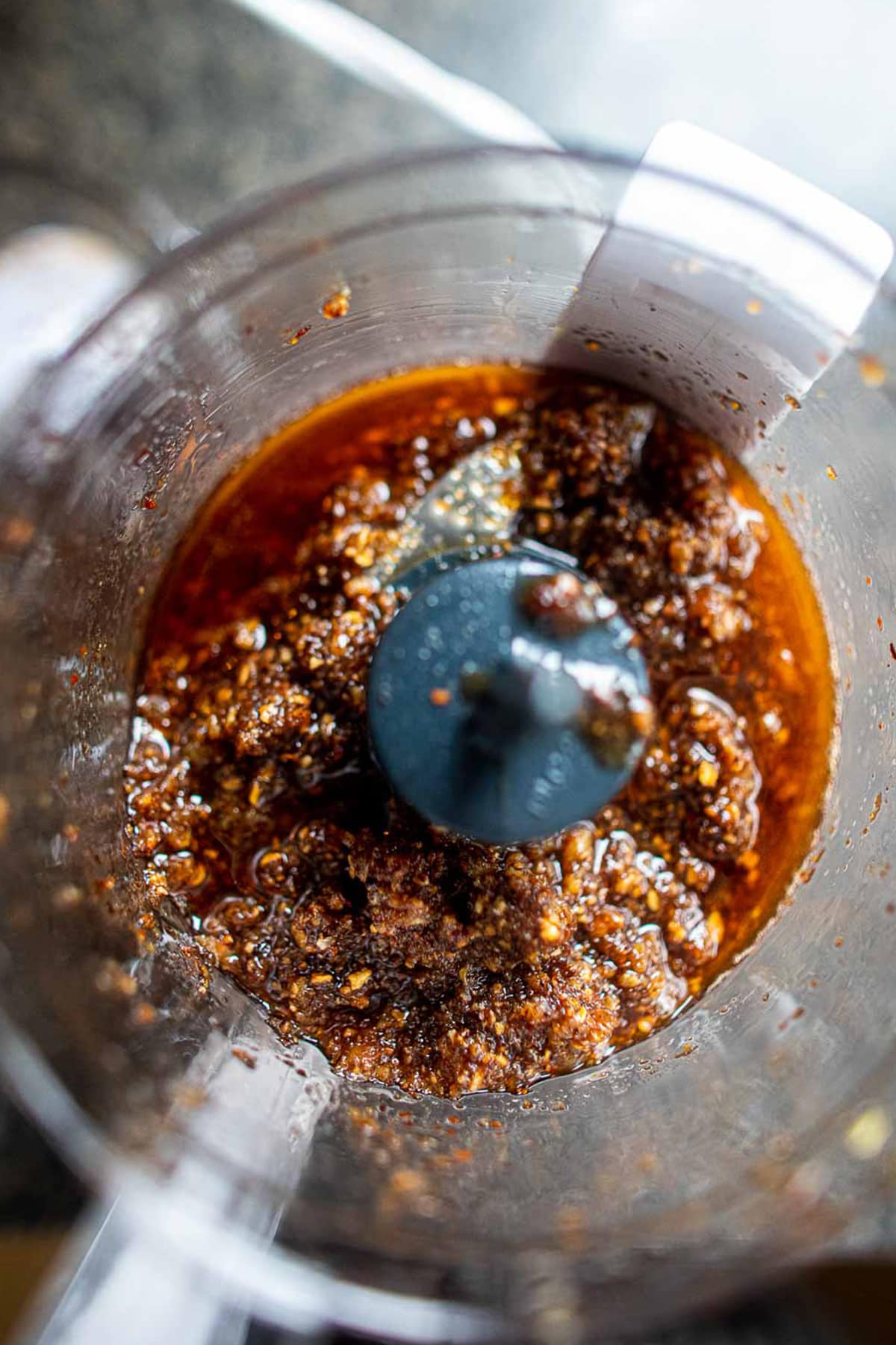 Nam Prik Pao Paste in a food processor.