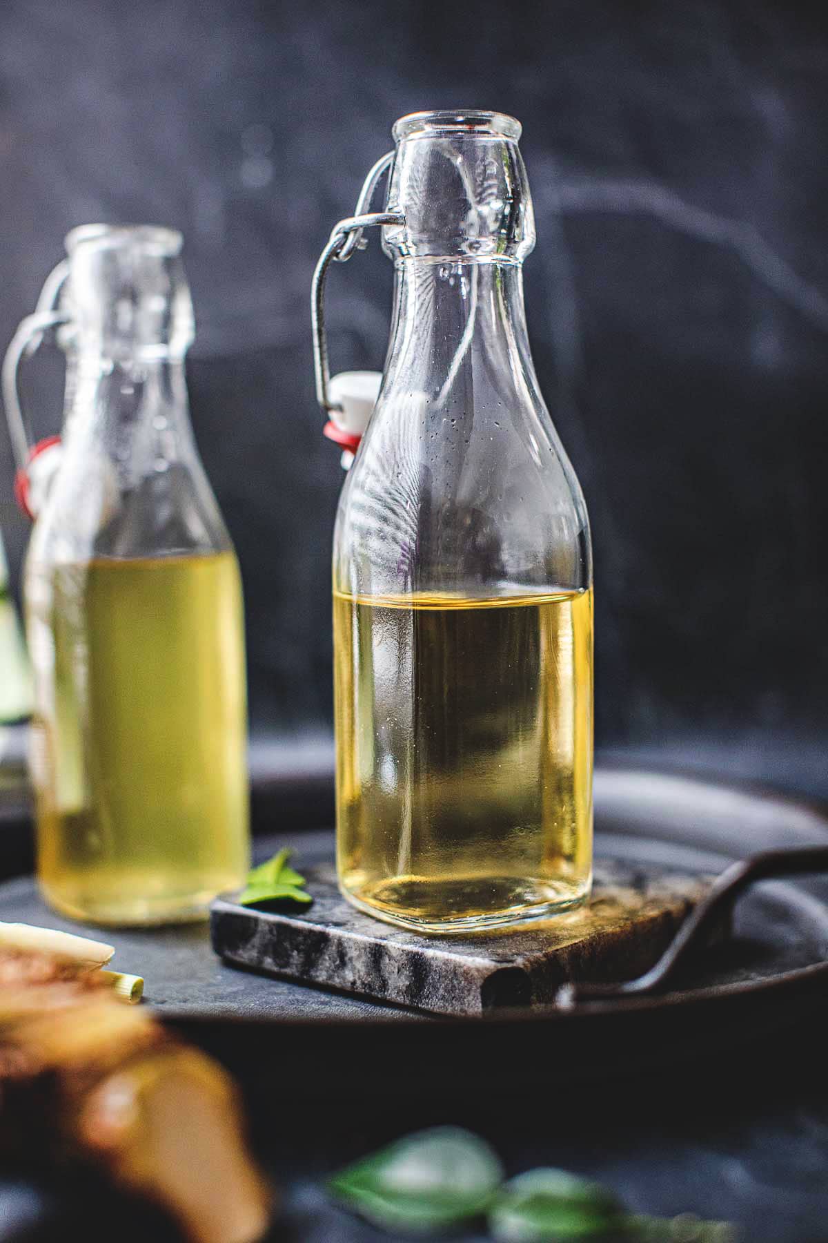 Tom Yum herbal simple syrup small glass bottles.