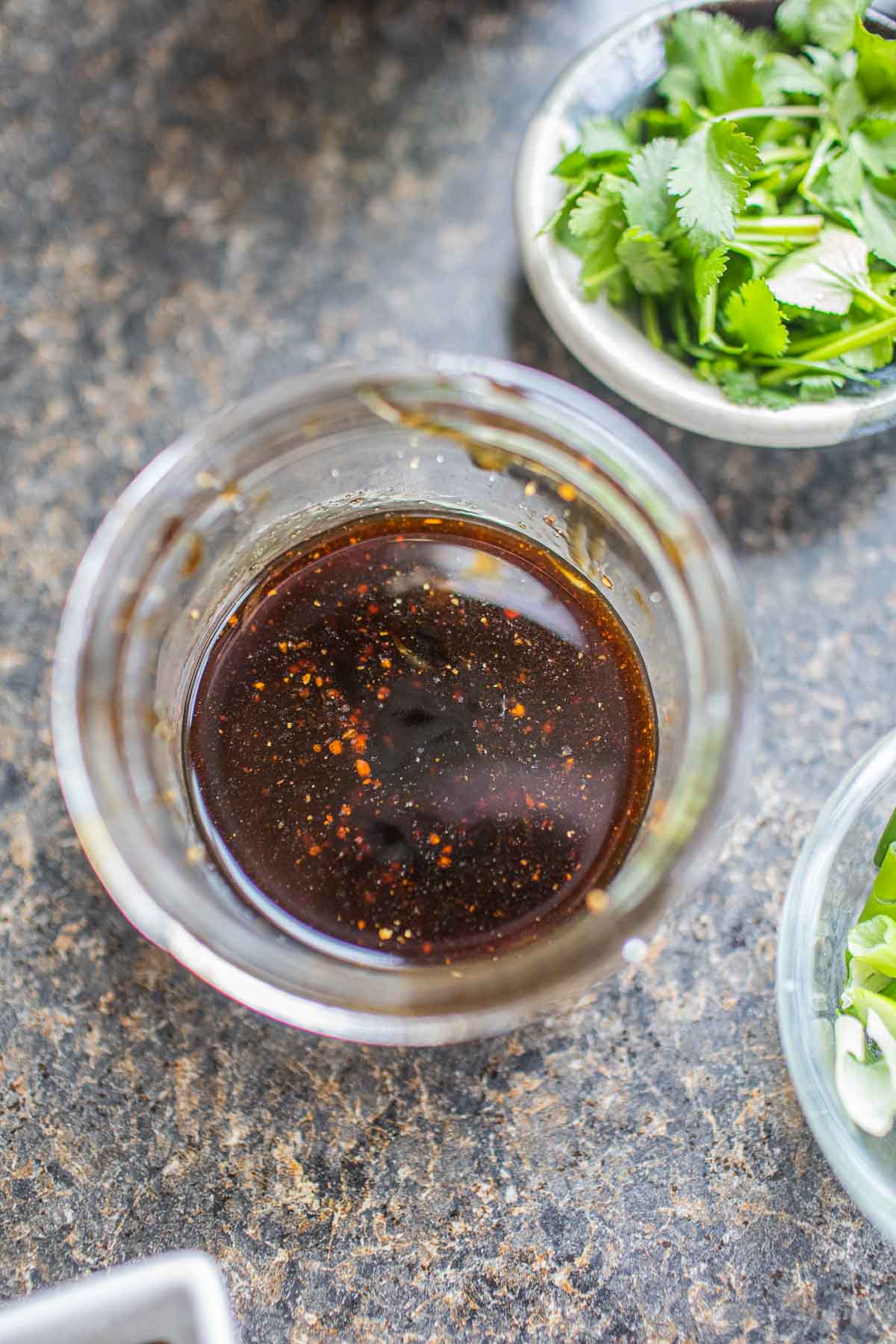 Thai fried rice sauce in a bowl.