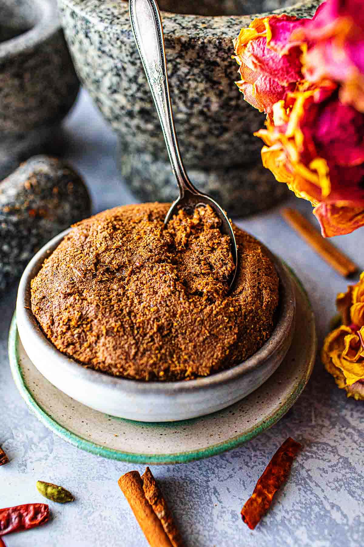 Massaman curry paste in a bowl.