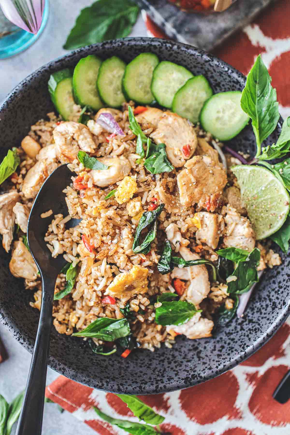 Thai Basil Chicken Fried Rice Kao Pad Kaprao Gai Simply Suwanee thai-basil-chicken-fried-rice-kao-pad-kaprao-gai-simply-suwanee