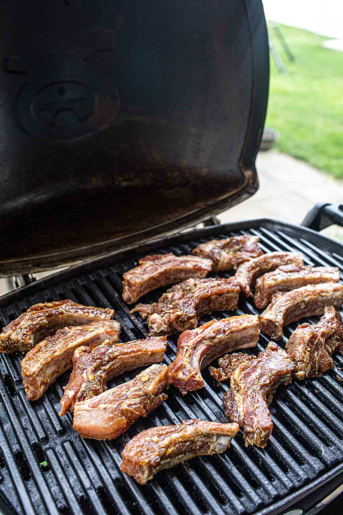 Thai pork ribs on the grill.