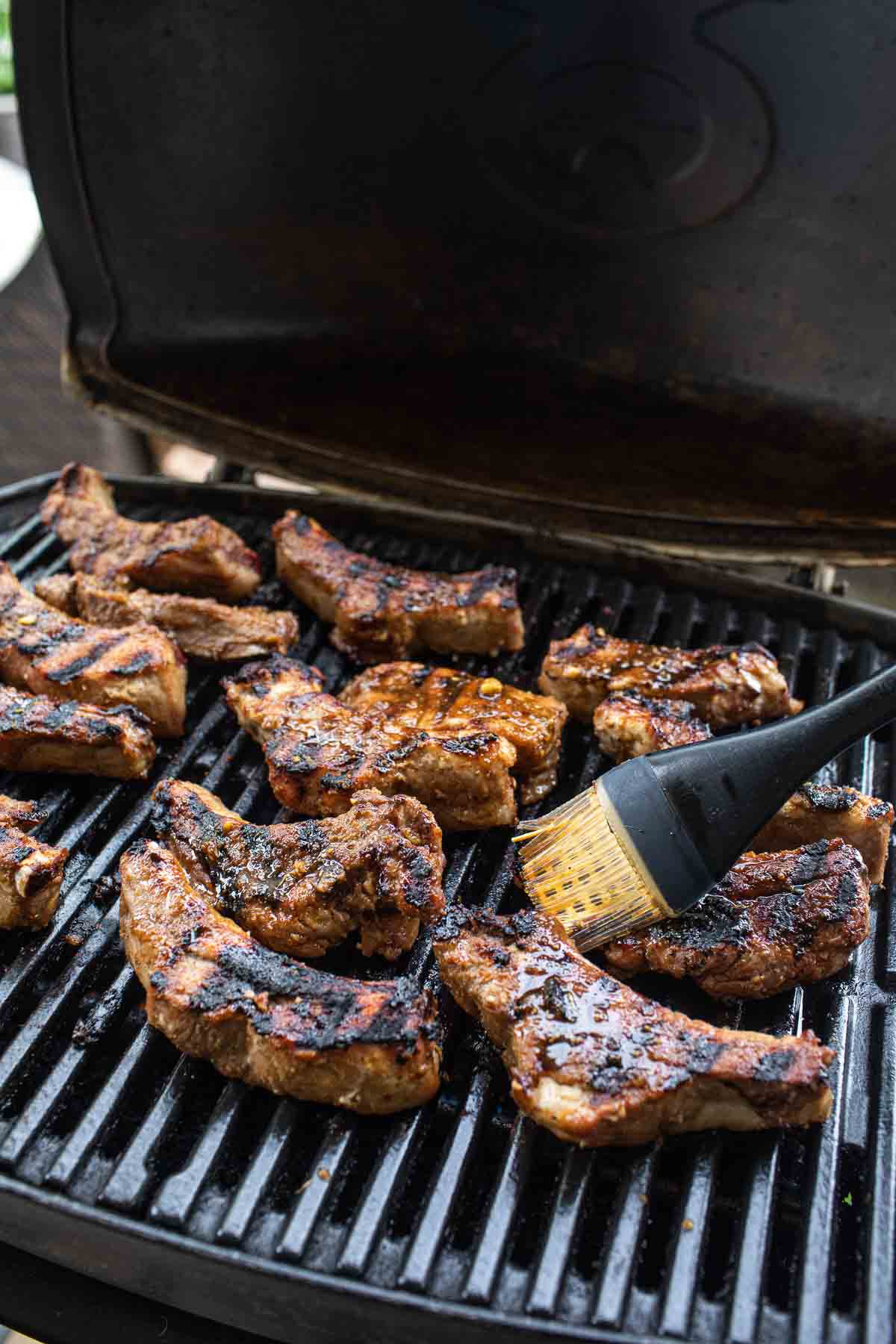 Thai pork ribs on the grill.