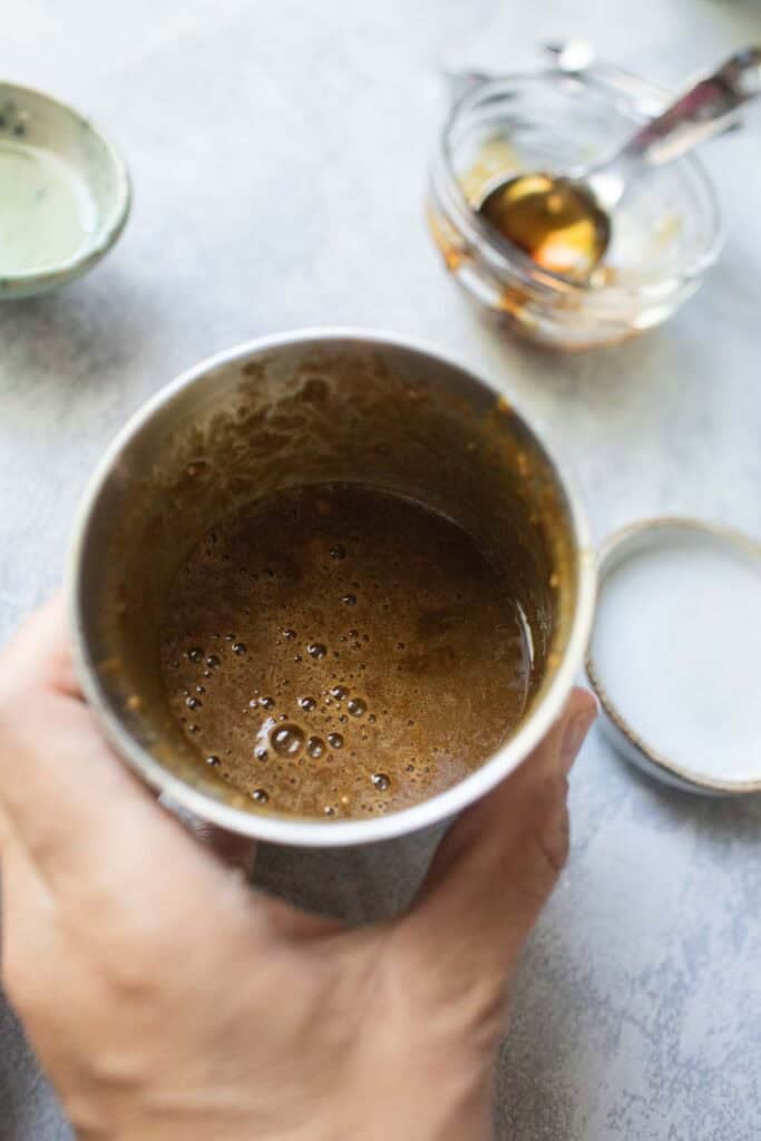 Thai seafood sauce in a spice grinder. 