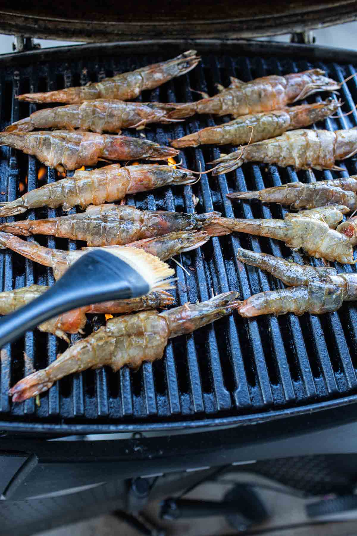 Grilled prawn on the grill.