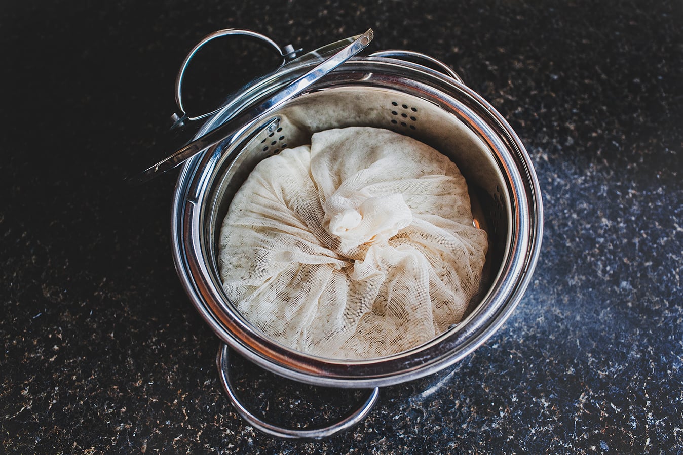 Sticky rice in a steamer pot.