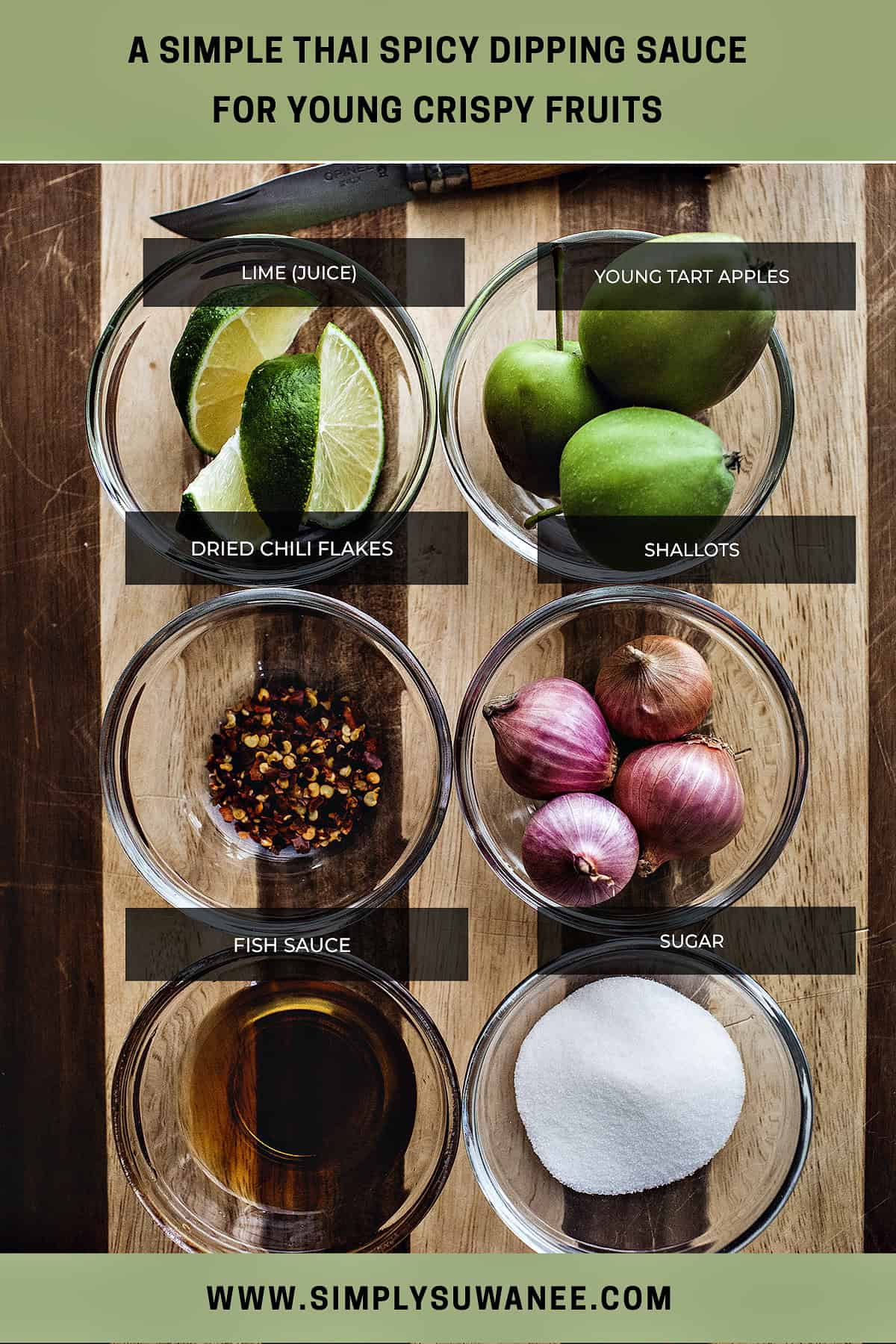 Thai Chili sauce ingredients on a tray.