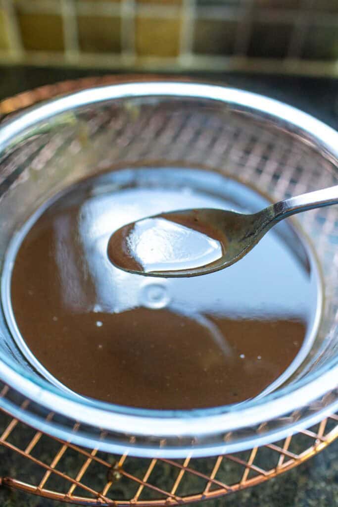 Tamarind sauce in a bowl. 