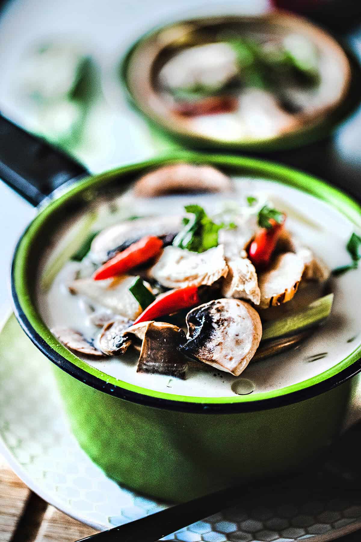 Tom Kha Gai in a bowl.