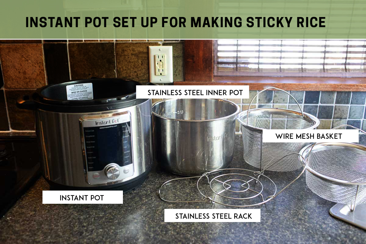 Instant pot parts for making sticky rice.