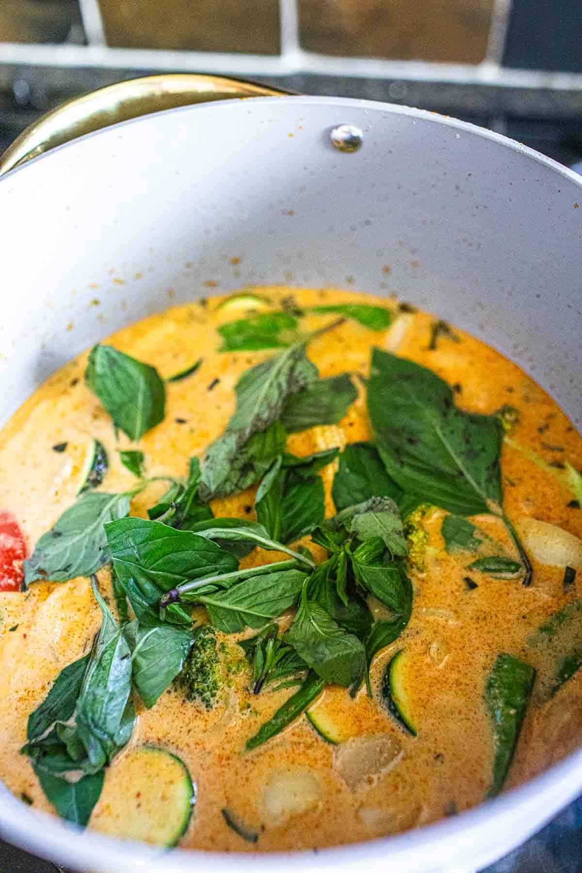 Thai red curry vegetarian in a bowl. 