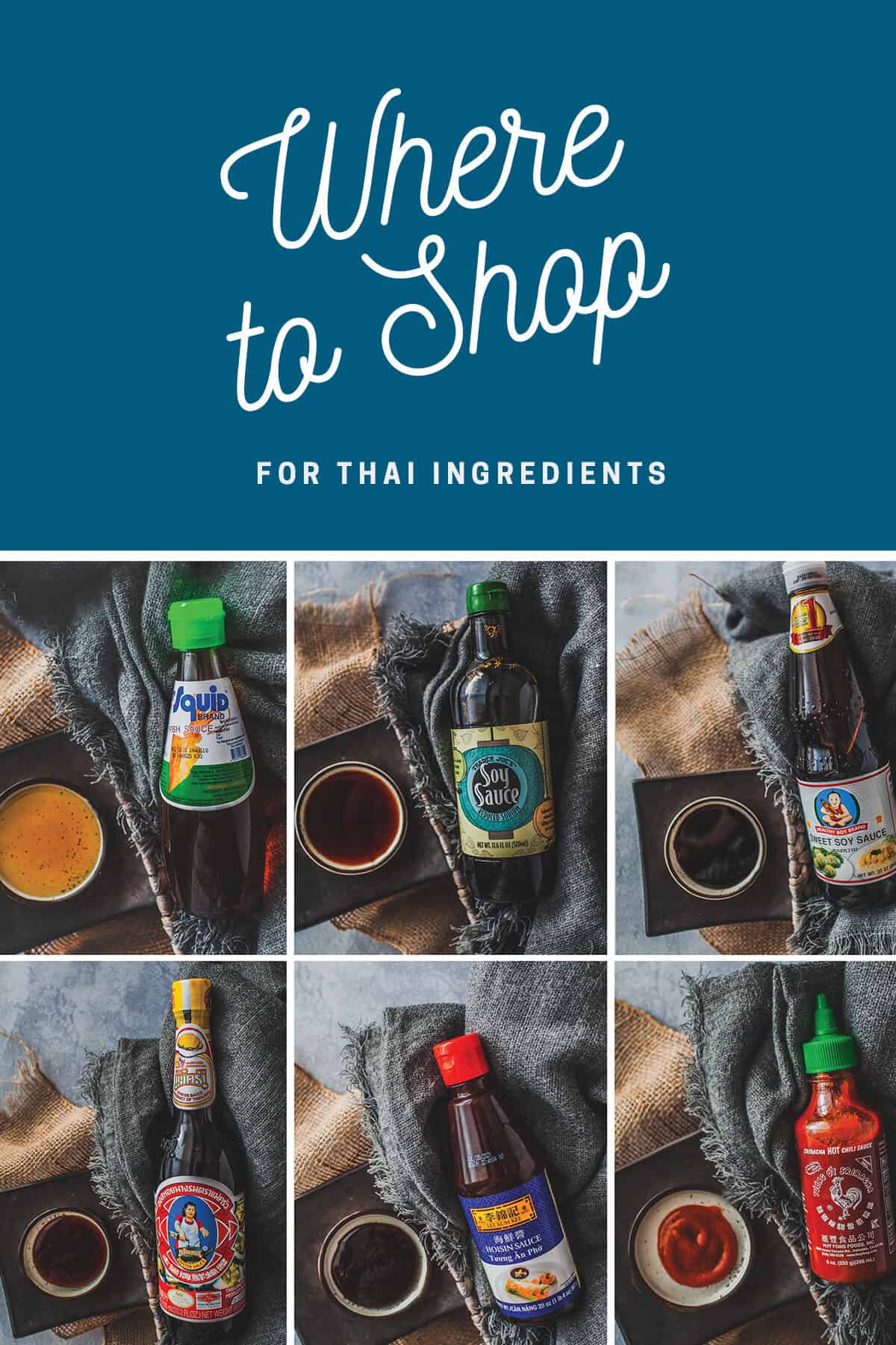 Image collage of sauce with text where to shop online.