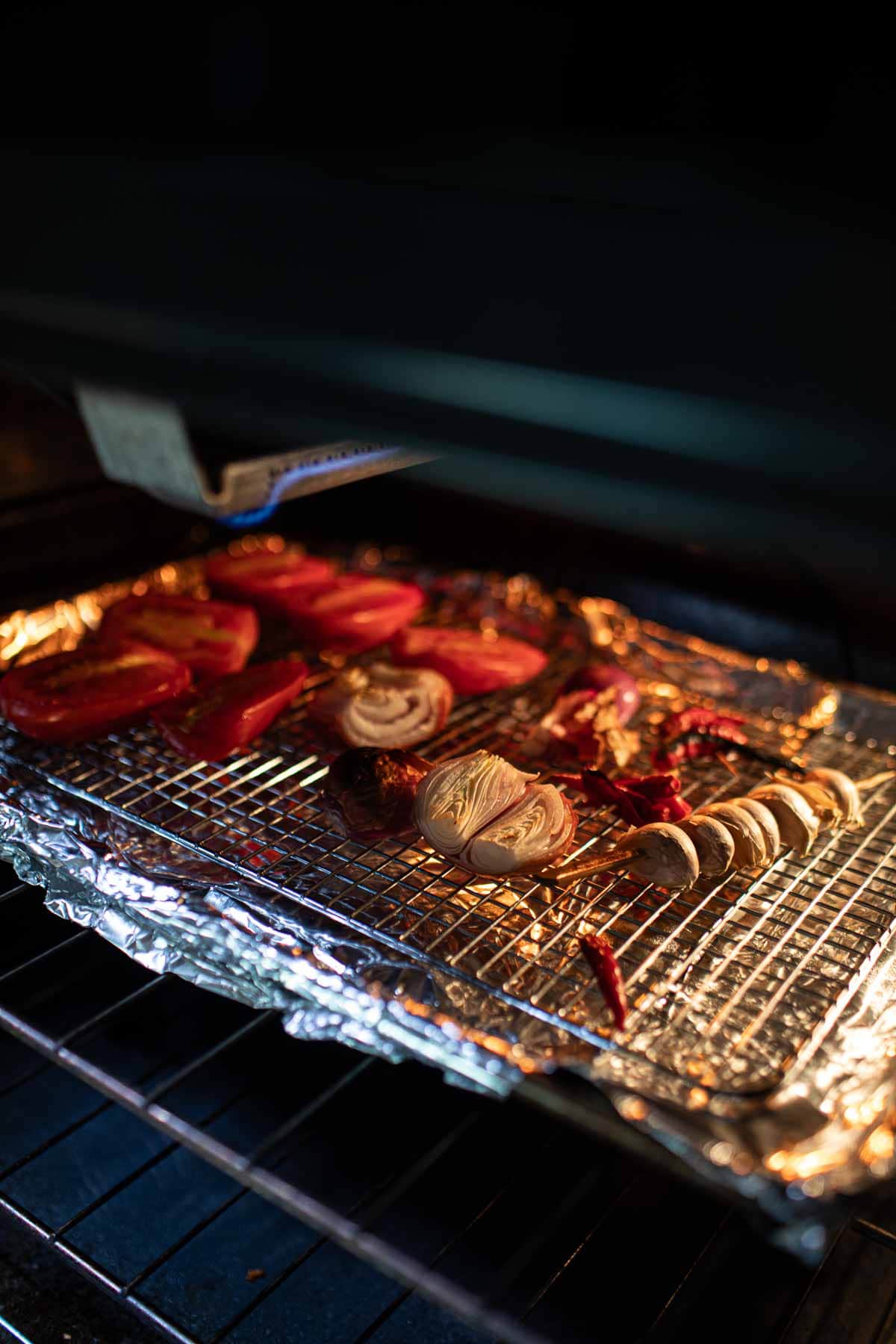 Roasted herbs in a the oven.