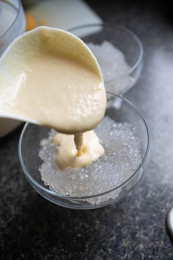 Tapioca in a glass bowl.  