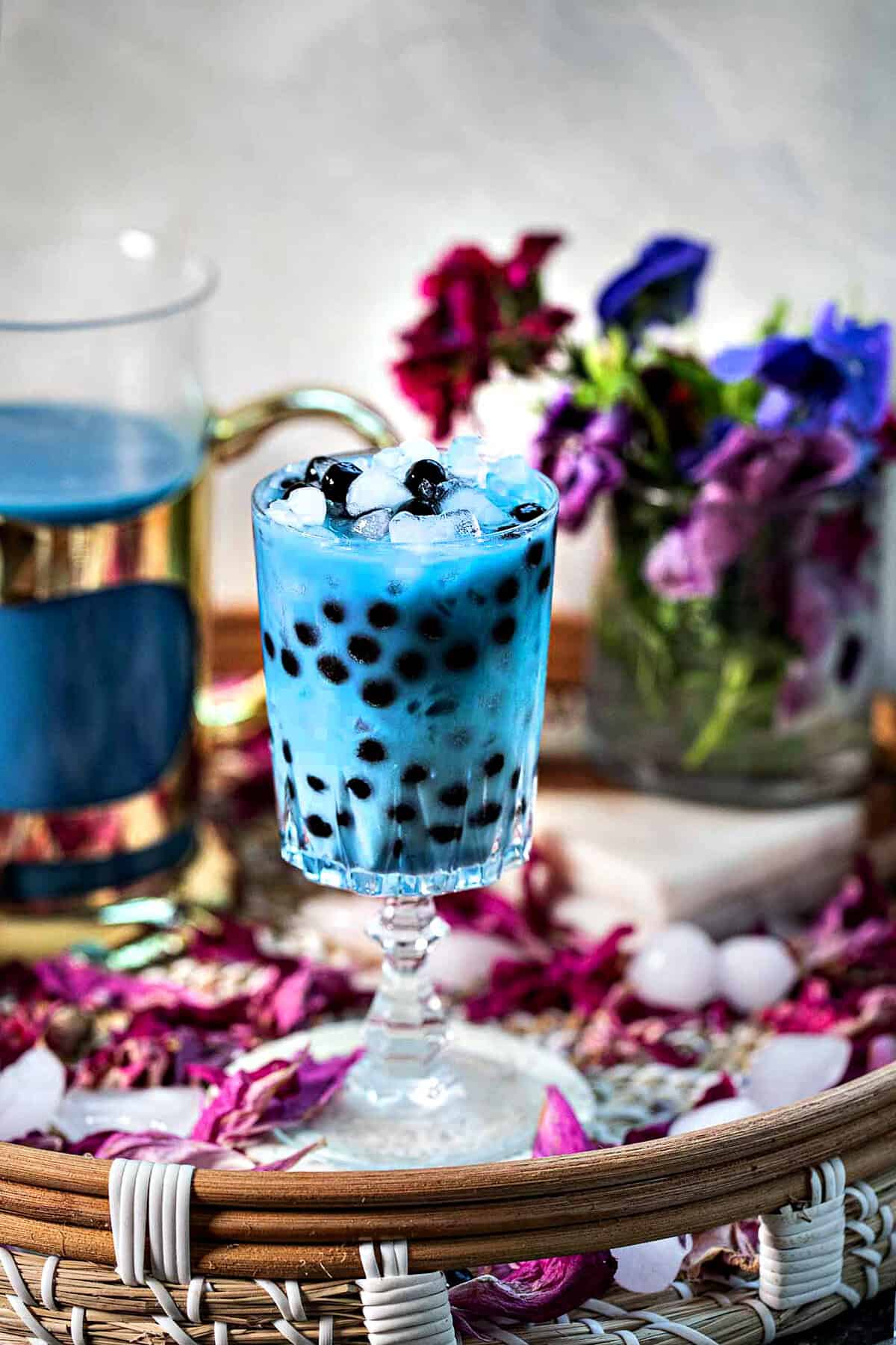 Blue Milk Tea Recipe with Boba
