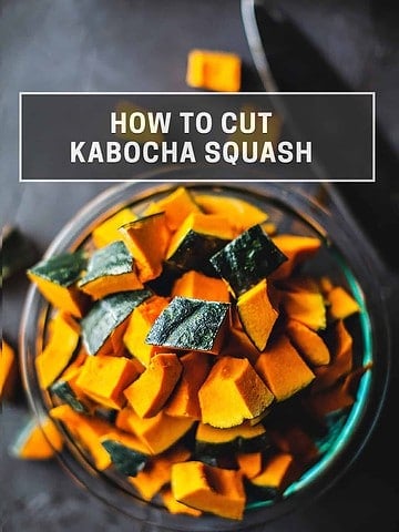 Kabocha squash pieces in a bowl.