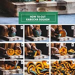 Kabocha squash cutting in collages.