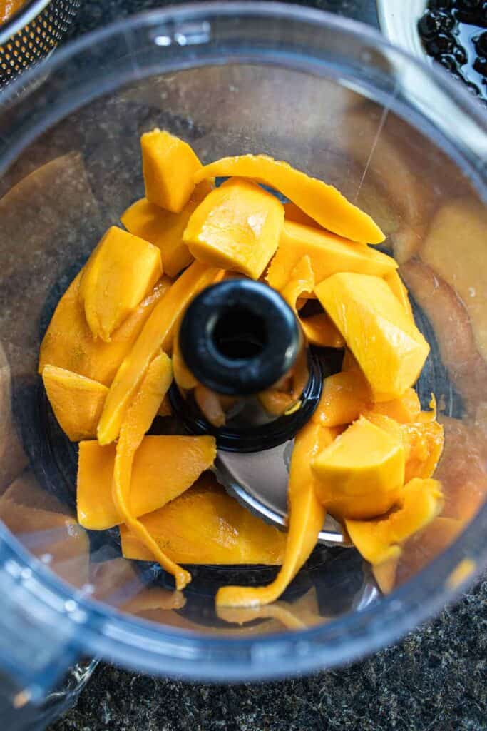 Mango in a  blender. 