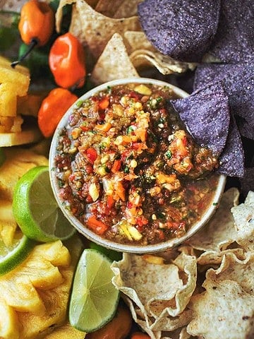 Pineapple Habanero Salsa in a bowl.