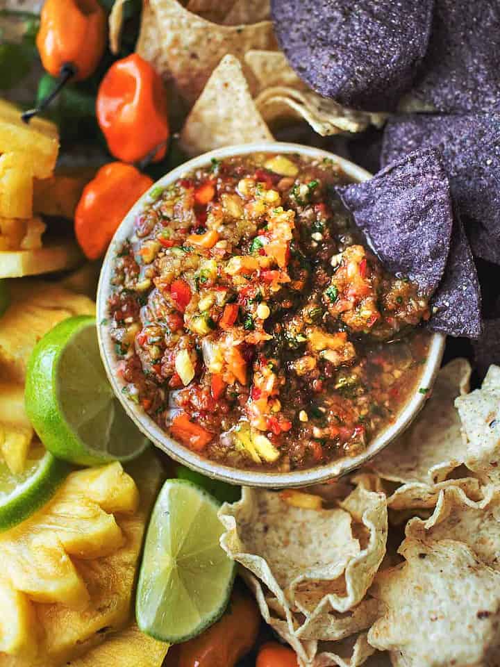 Pineapple Habanero Salsa in a bowl.