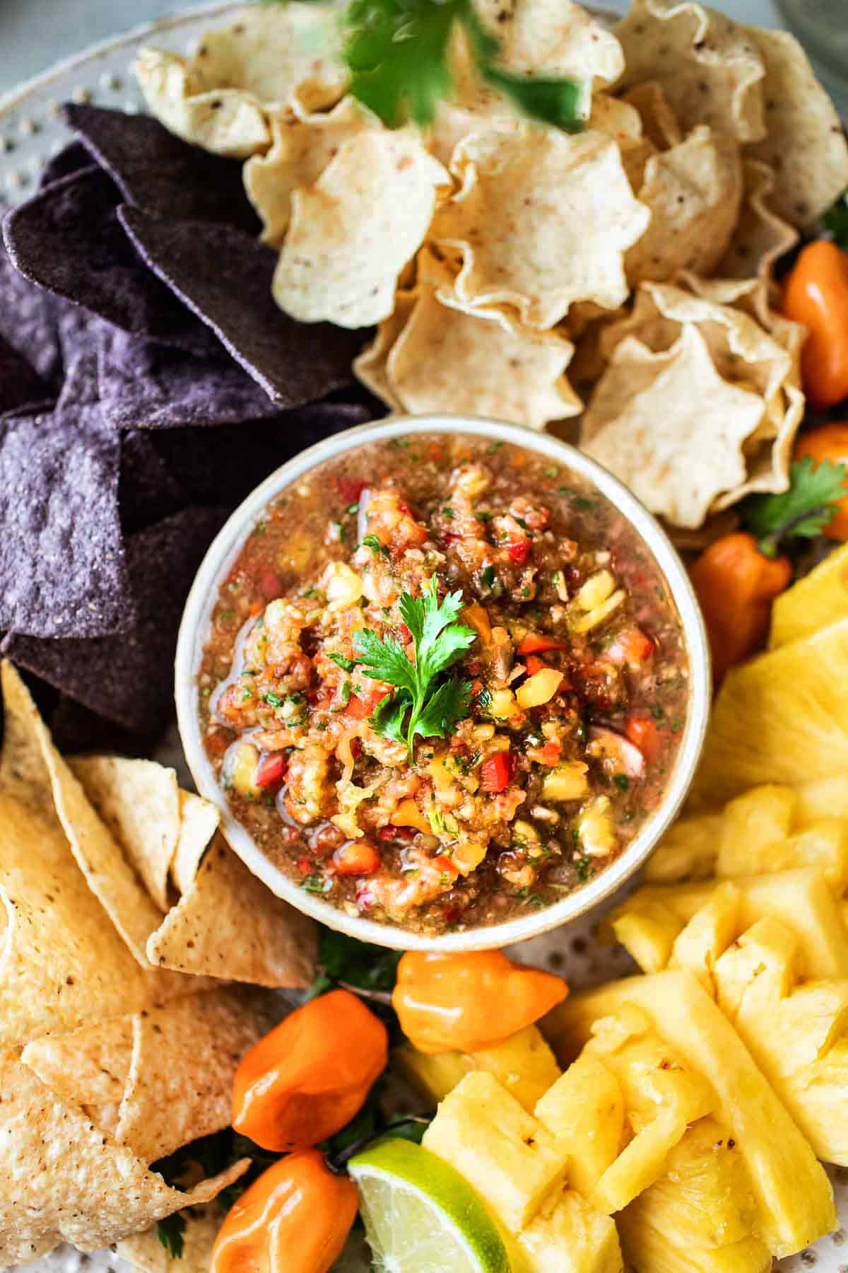 Pineapple Habanero Salsa in a bowl.