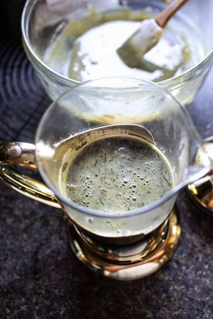 Green tea in a french press. 