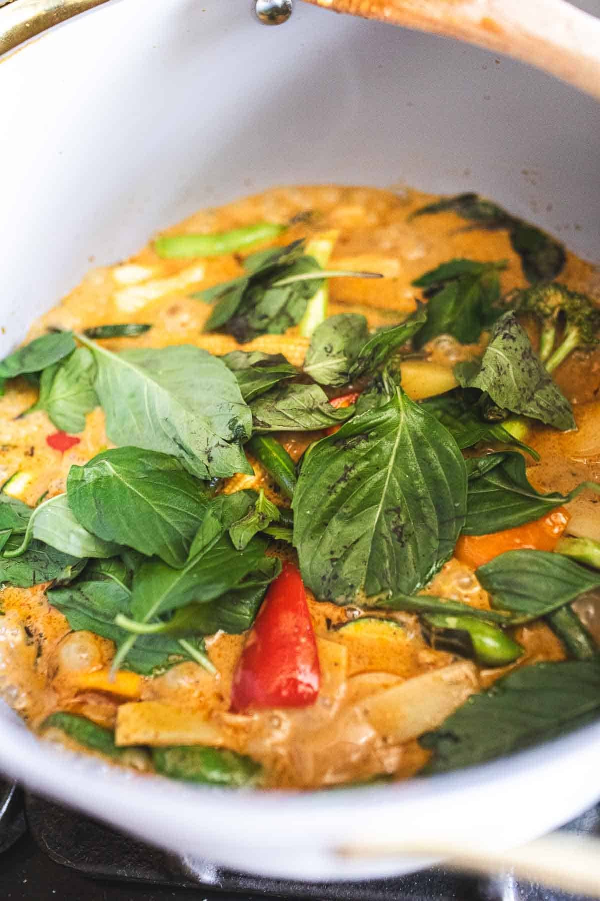 Thai yellow curry with vegetables. 