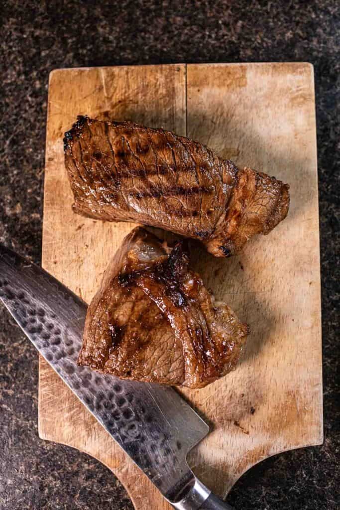 Beef on a cutting board. 