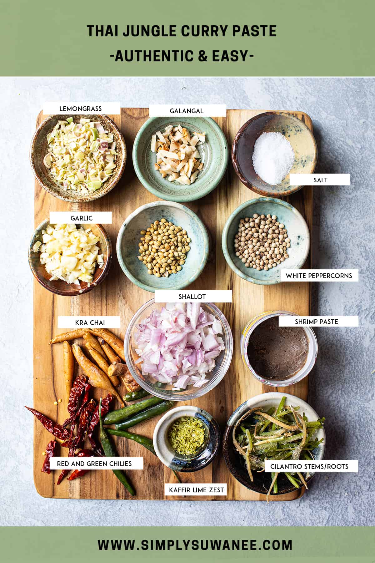 jungle curry paste ingredients on the table. 