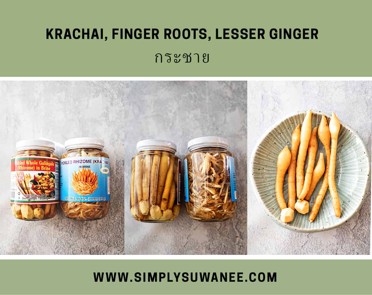 Finger roots Krachai in different forms. 