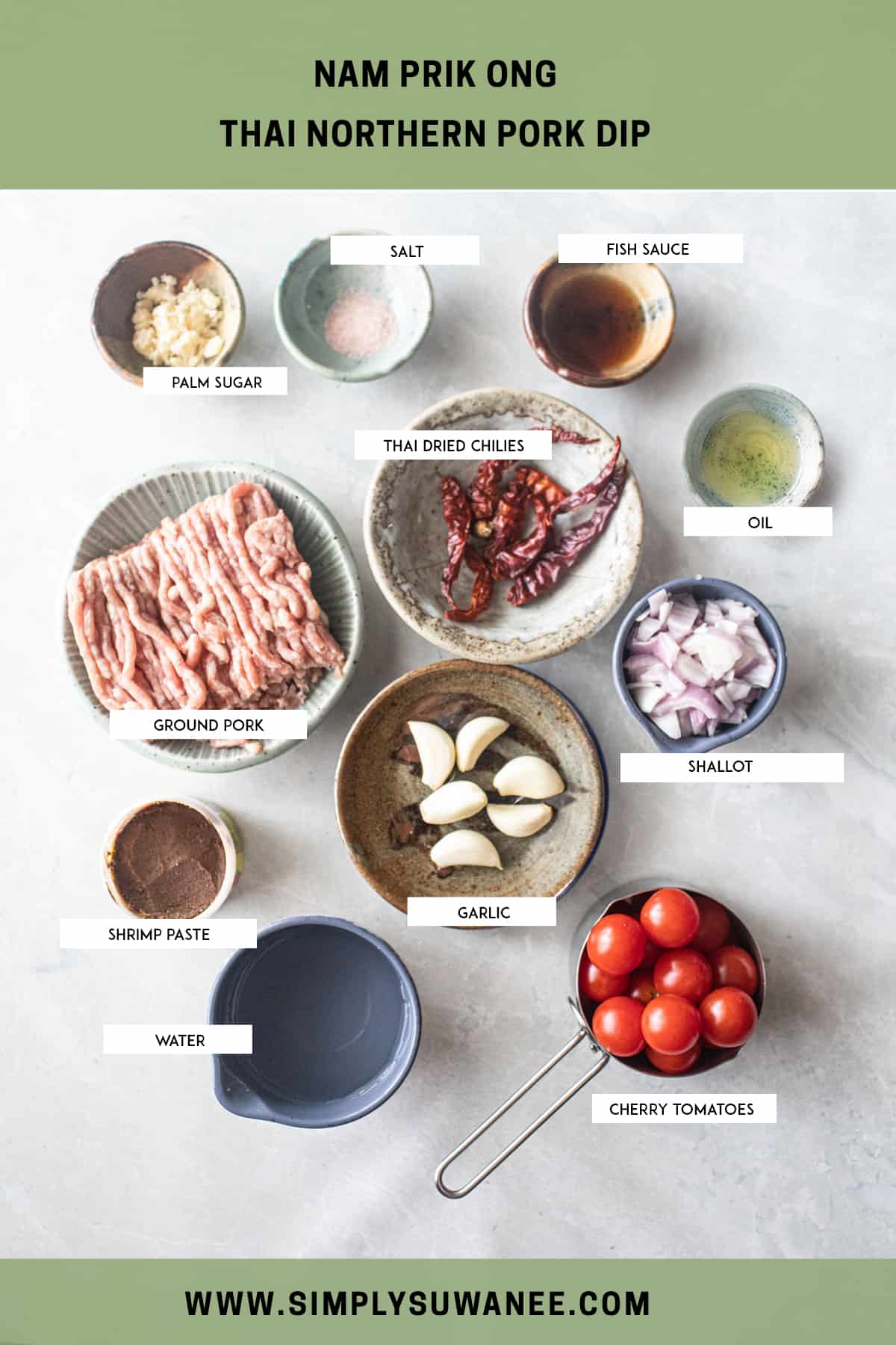 Nam prik ong ingredients.