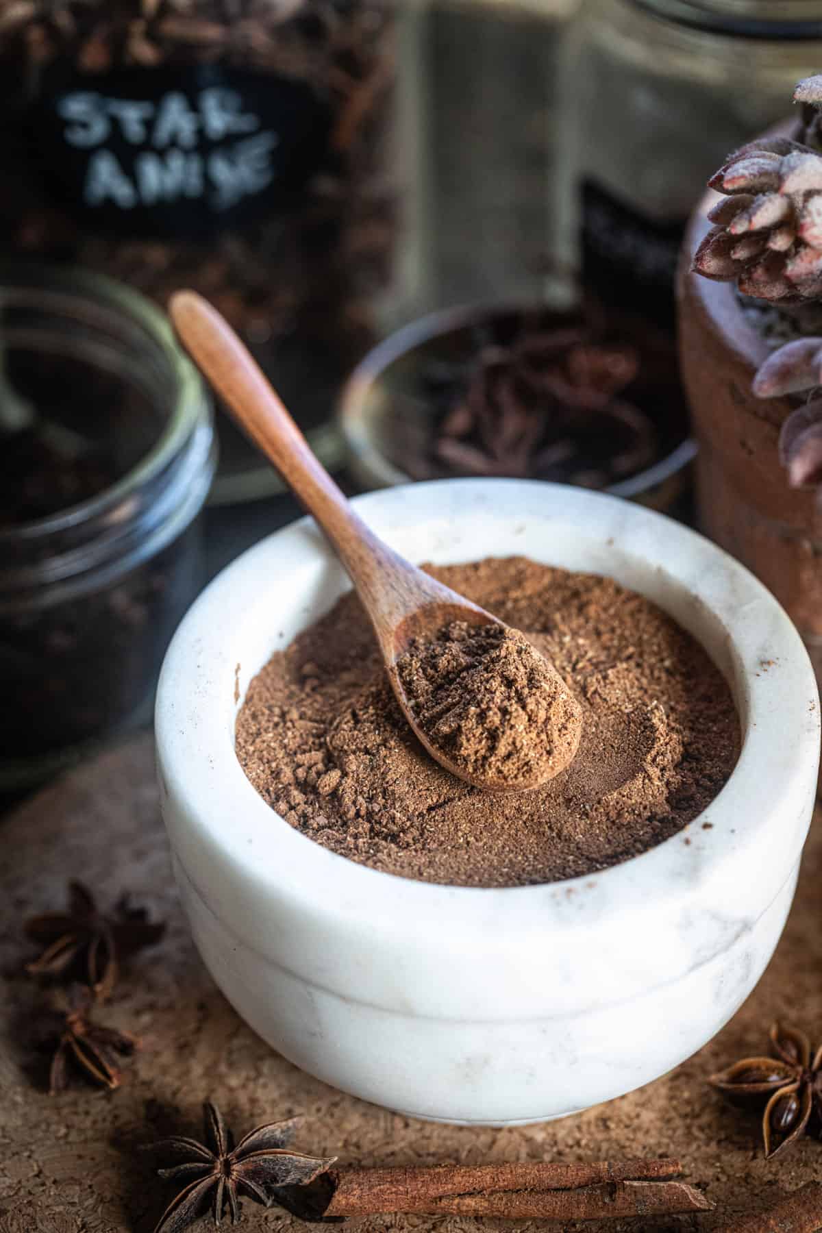 Five Spice Powder in a white bowl.