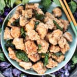 Taiwanese popcorn chicken in a plate.