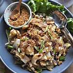 Kua Gai stir fry in a plate on the table.