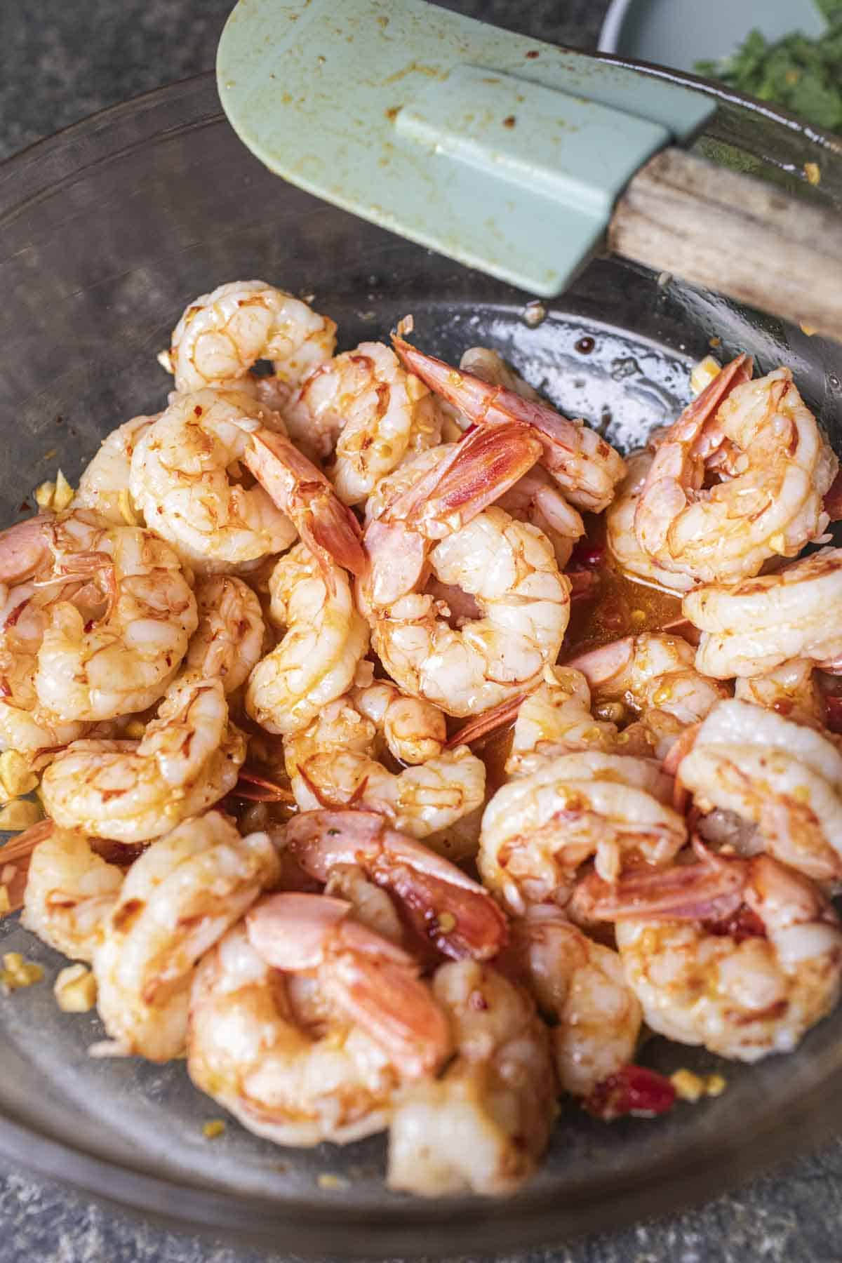 Spicy Thai seafood salad on a platter.